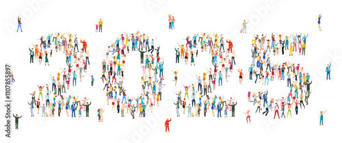 Happy crowd number of people society culture celebration happy new years 2025