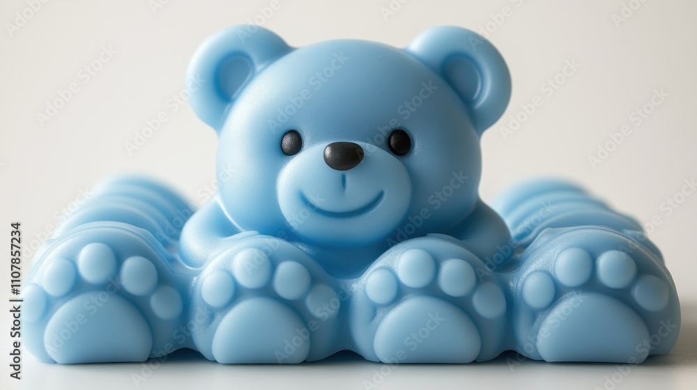 Obraz premium cutout of a blue baby teething bear on white