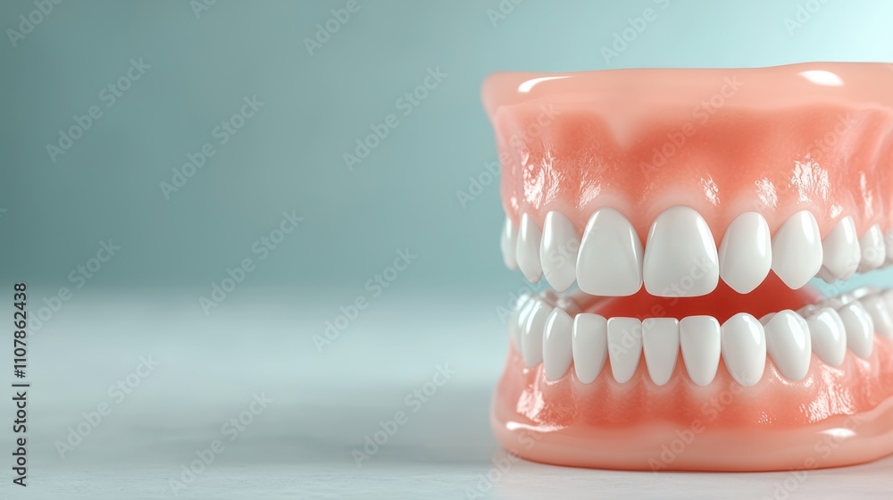 Obraz premium Model of a mouth displaying teeth, emphasizing dental health and hygiene.