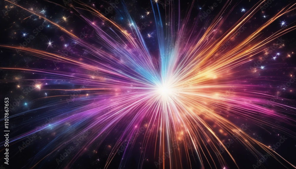 Obraz premium Radiant Firework Trails on a Starry Background