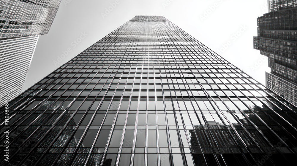 Fototapeta premium Majestic Skyscraper: A Black and White Architectural Marvel