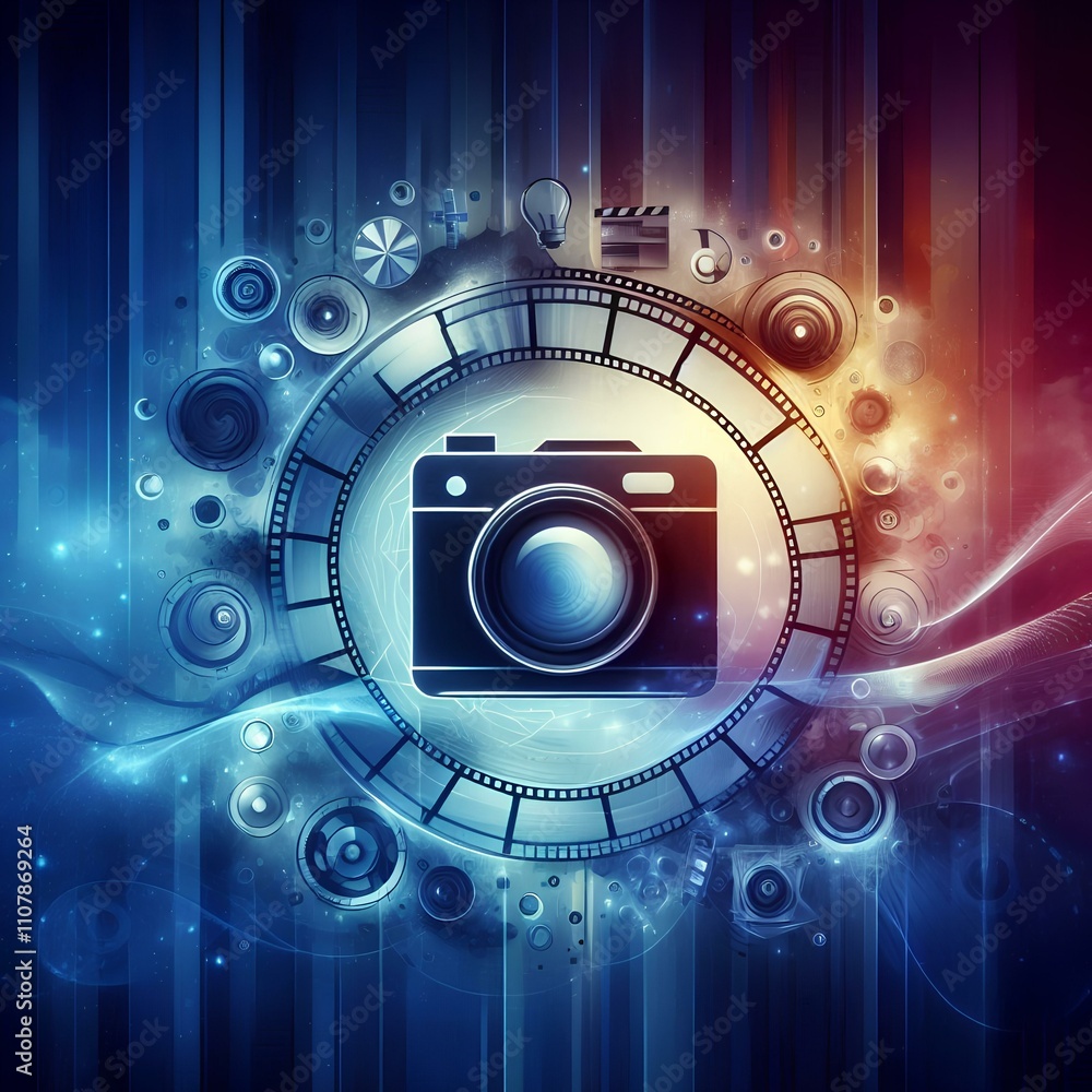 Obraz premium Film strip illustration, abstract background. The concept of cinema, cinematography, video.
