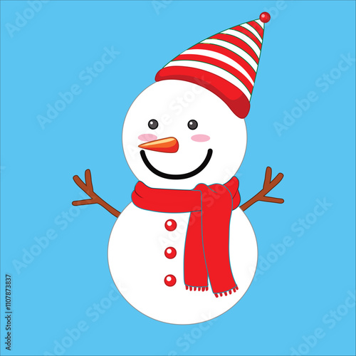 Snowman Winter Holiday Vector Illustration