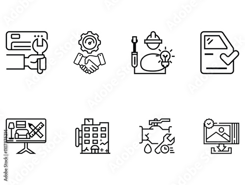  Capability, Content Management, Customer Relationship Management, Hospital building, Save symbol, Online Certificate, Mechanic icon set