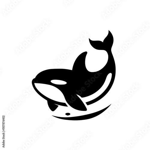 Orca Whale Silhouette Vector Logo for Marine Life and Creative Design photo