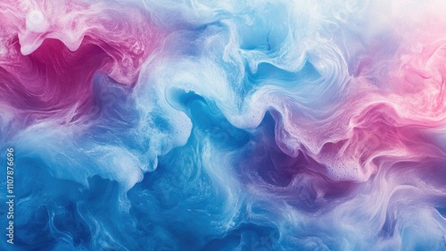 Whimsical, colorful abstract fluid painting in blue and pink hues photo