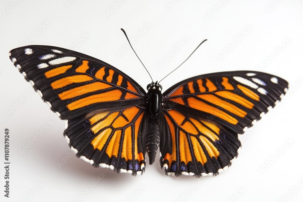 Naklejka premium A detailed image of a butterfly perched on a white surface