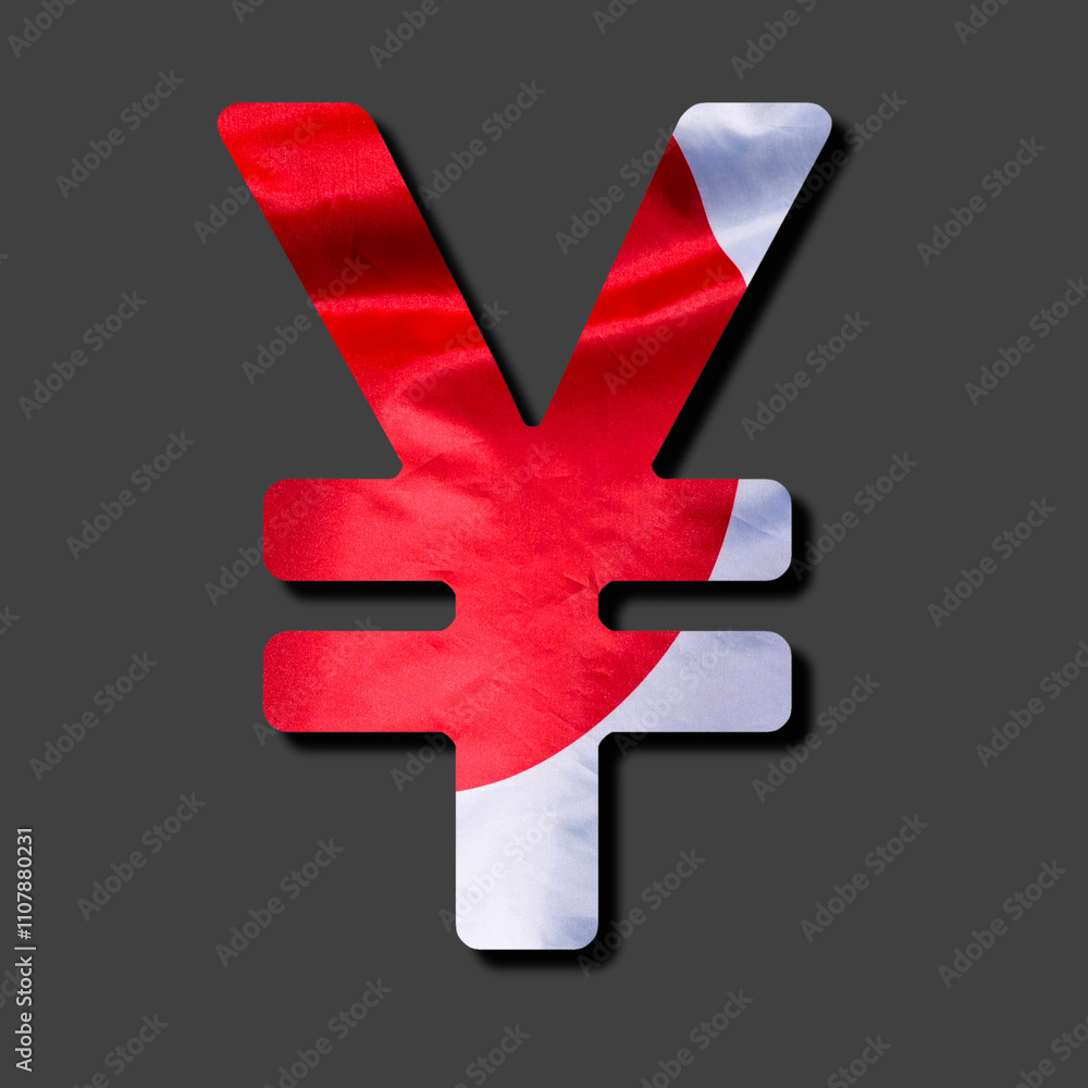 Obraz premium Currency Yen of Japan designed with the colours of the national flag