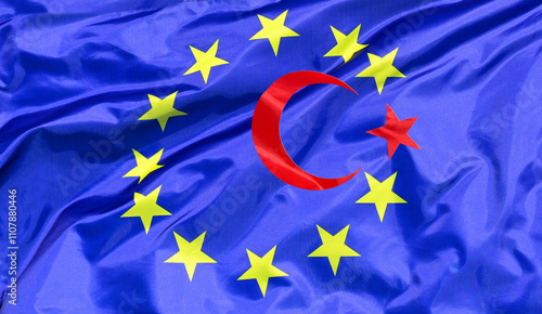 Photos Turkey's crescent and star on the EU flag as a symbol of accession