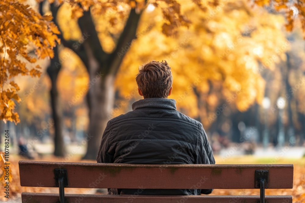 Fototapeta premium A person relaxing on a bench in a park