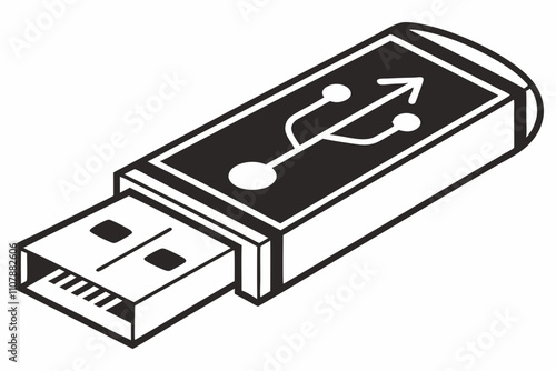 USB Icon Silhouette Vector Design On White Background.