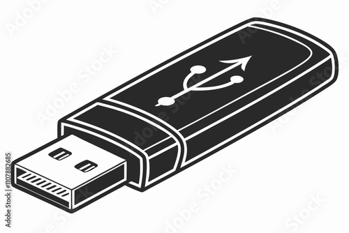 USB Icon Silhouette Vector Design On White Background.