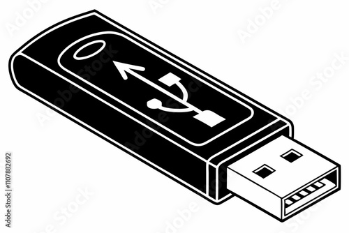 USB Icon Silhouette Vector Design On White Background.