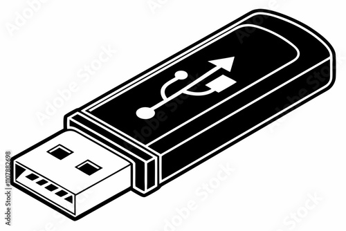 USB Icon Silhouette Vector Design On White Background.