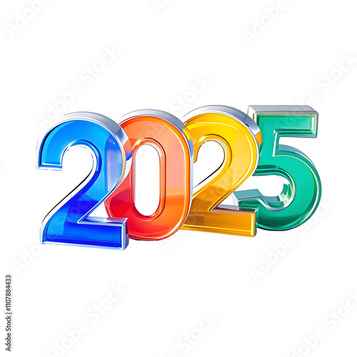 happy new year 2025 with glass effect