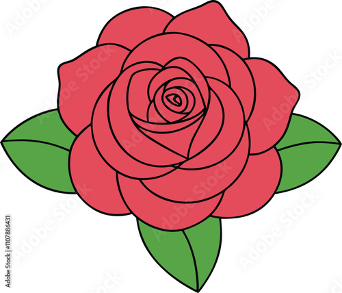 Cute Roses vector cartoon illustration for  Valentine's Day