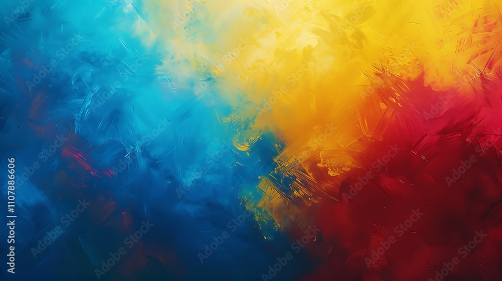 Fototapeta premium Abstract Art: Blue, Yellow, Red Brushstrokes