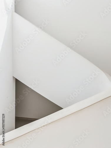 Minimalist Architectural Staircase: White Curves and Angles for Modern Design Inspiration