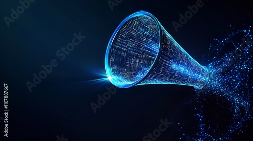 Abstract Funnel with Data Stream and Hand with Magnifying Glass photo