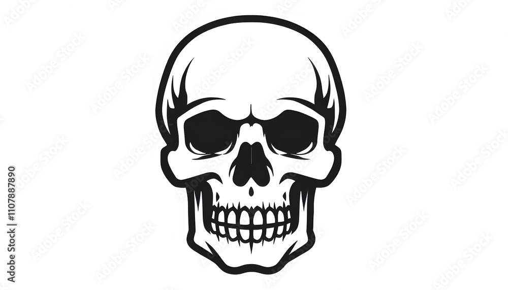 Fototapeta premium Classic Skull Icon with Bold Lines on White Background