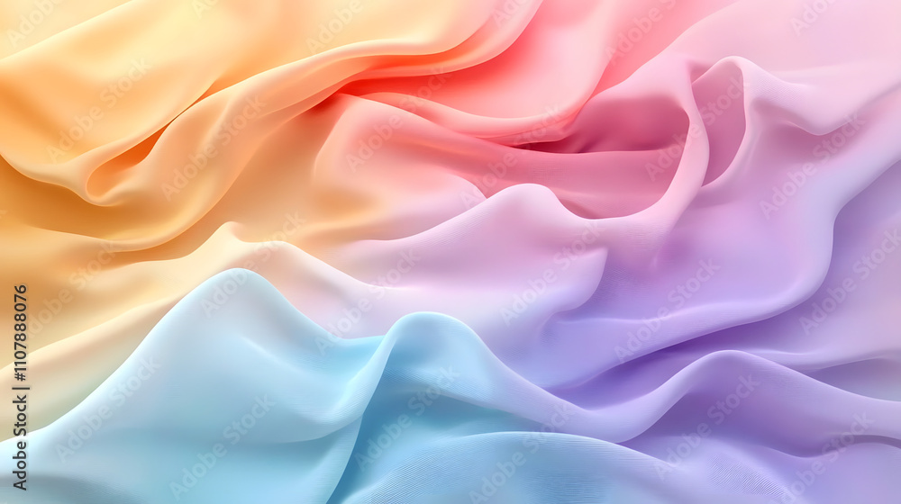 Obraz premium 3d rendered abstract soft rainbow gradient color cloth view from above.