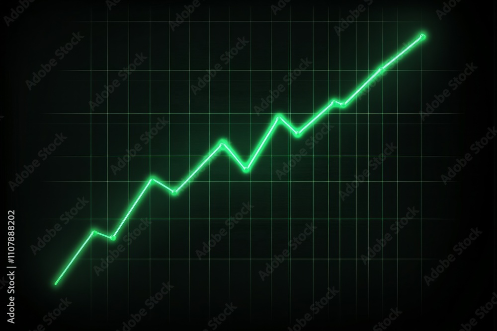 Fototapeta premium chart in green colors on a black background.