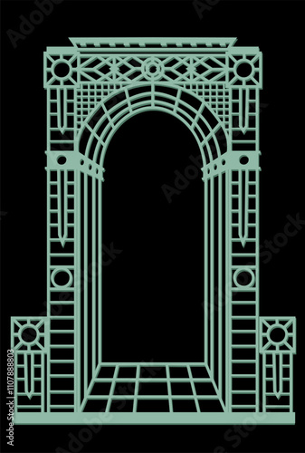 Alcove in chinoiserie style isolated. Vector.