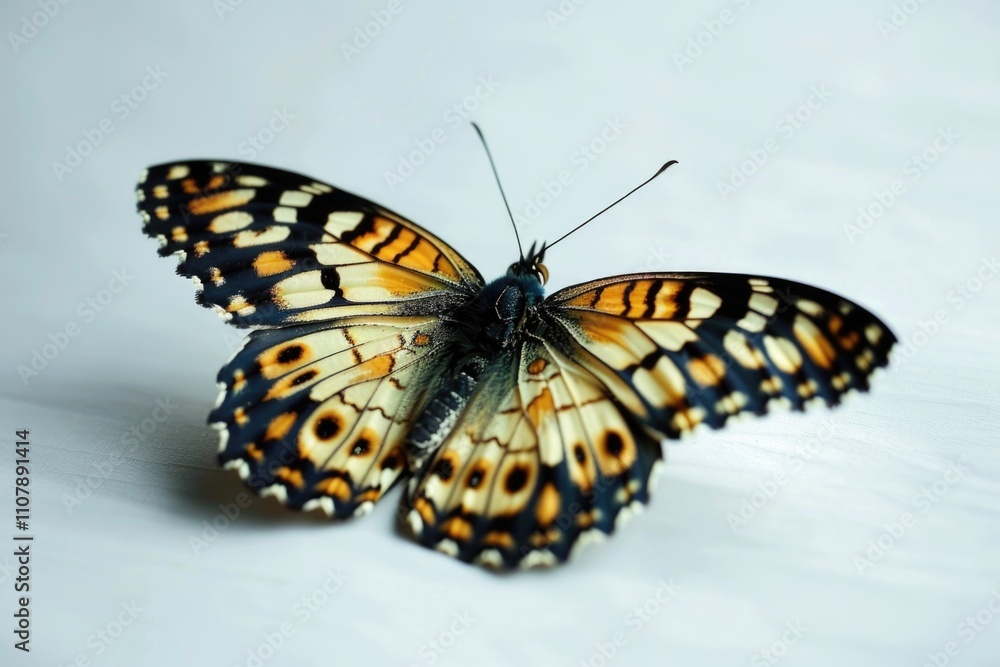 Close-up of a butterfly perched on a white surface Close-up of a butterfly perched on a white surface