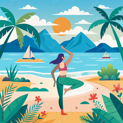 Beach Yoga Wellness Retreat Background Design