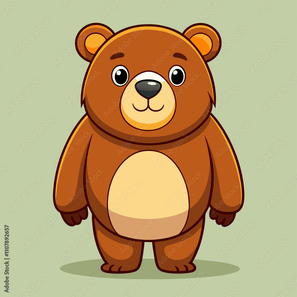 Cute Cartoon Bear Character in a Playful Pose Cute Cartoon Bear Character in a Playful Pose