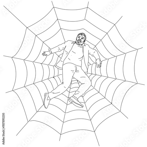 A man trapped in spider web