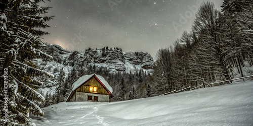 winter landscape with houses