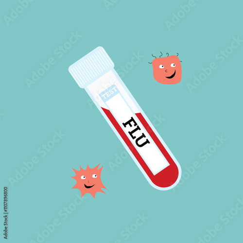 blood test tube flu, vector illustration