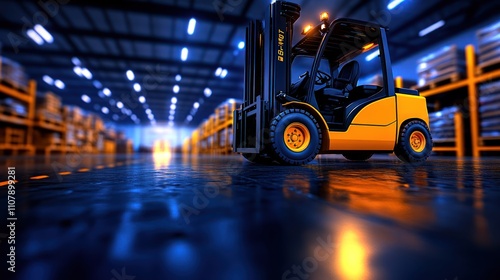 Forklift in Warehouse: Orange and Black for Storage Optimization photo