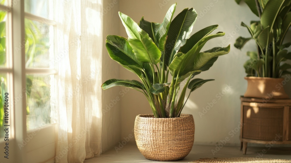 Fototapeta premium Indoor Tranquility with Lush Greenery