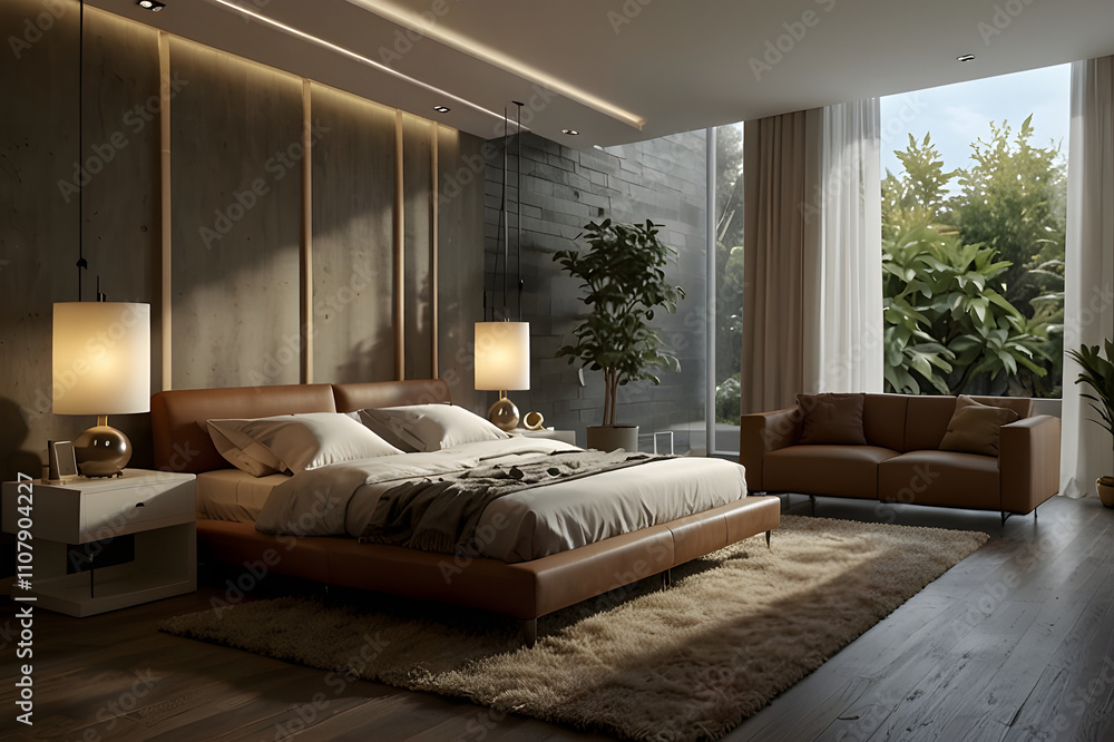 Fototapeta premium Mastering Minimalism: Simple and Elegant Bedroom Interiors