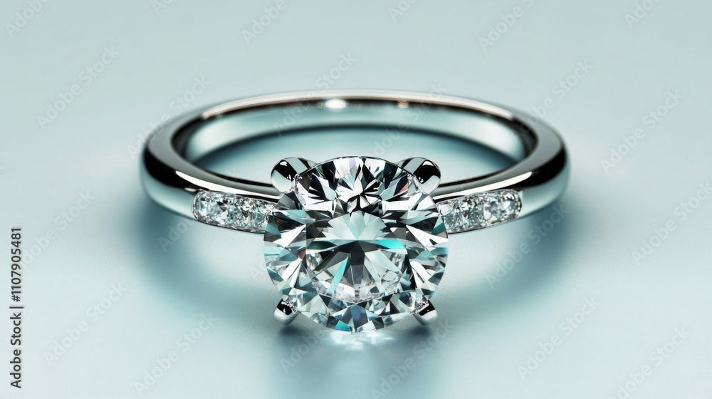 Diamond Engagement Ring Close-Up Diamond Engagement Ring Close-Up