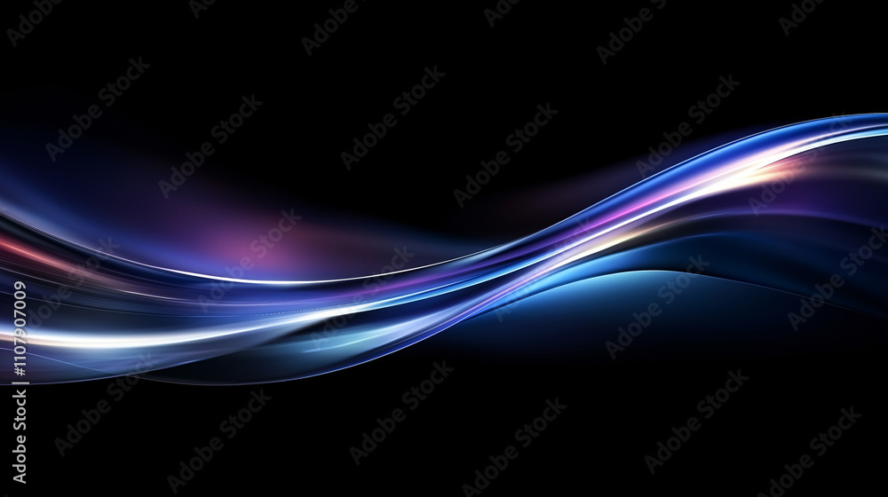 Fototapeta premium A Dynamic Abstract Design: Striking Waves of Color such as Blue, Purple, and Red Flow Vibrantly Against a Dark Backdrop, Creating a Luminous and Visually Captivating Composition