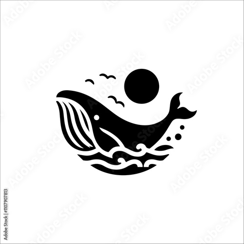 Whale Silhouette Vector Logo for Marine and Oceanic Design photo