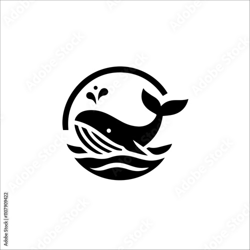 Whale Silhouette Vector Logo for Marine and Oceanic Design photo