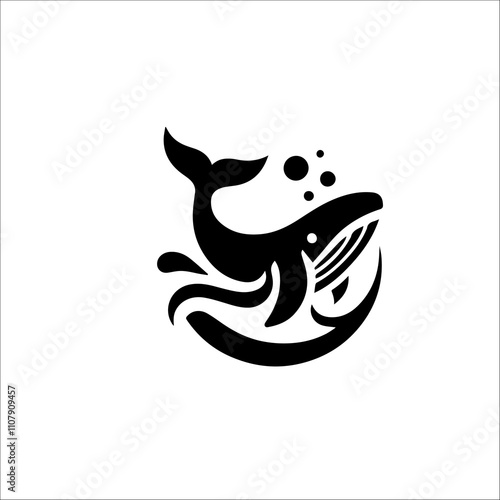 Whale Silhouette Vector Logo for Marine and Oceanic Design photo