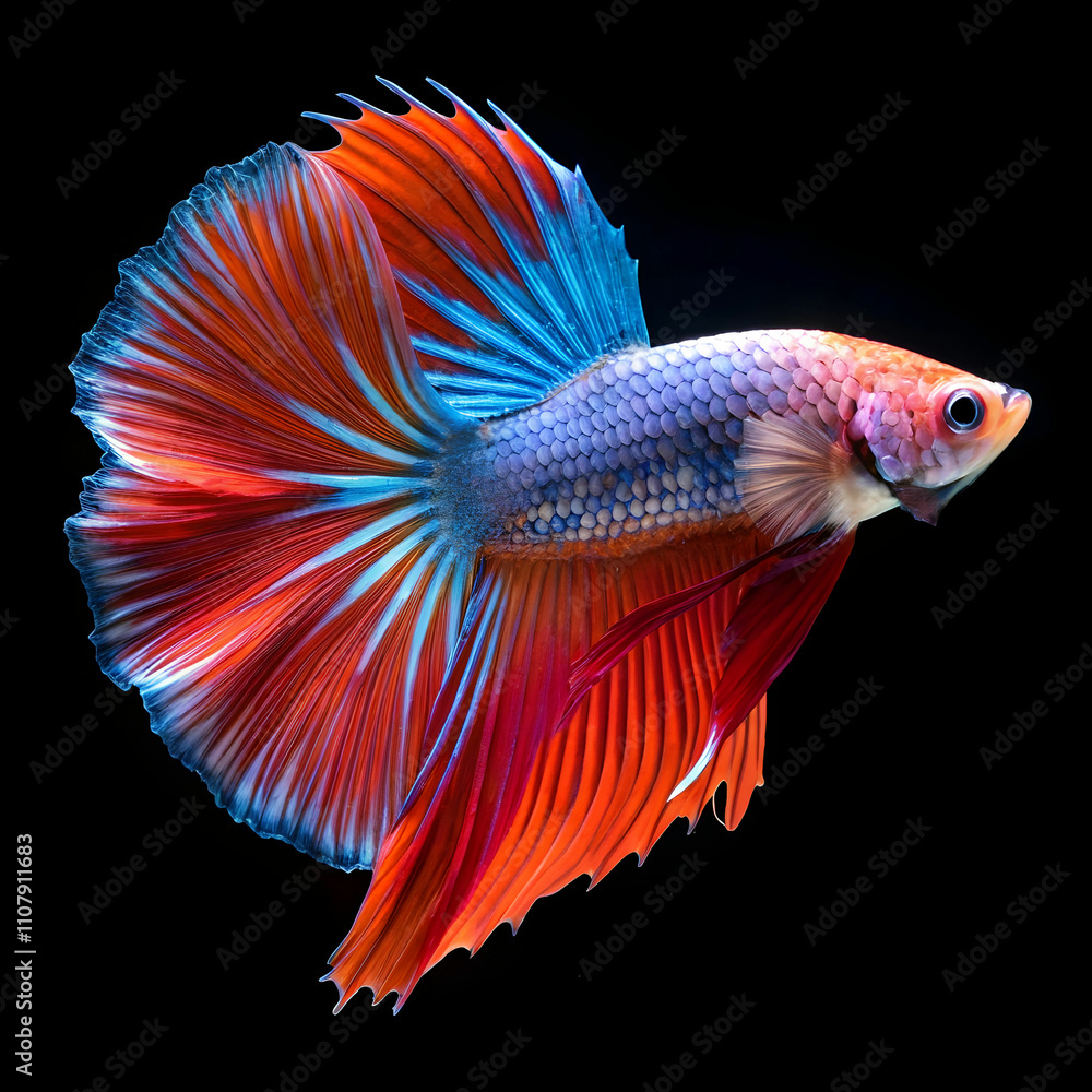 Fototapeta premium betta fighting fish on black background