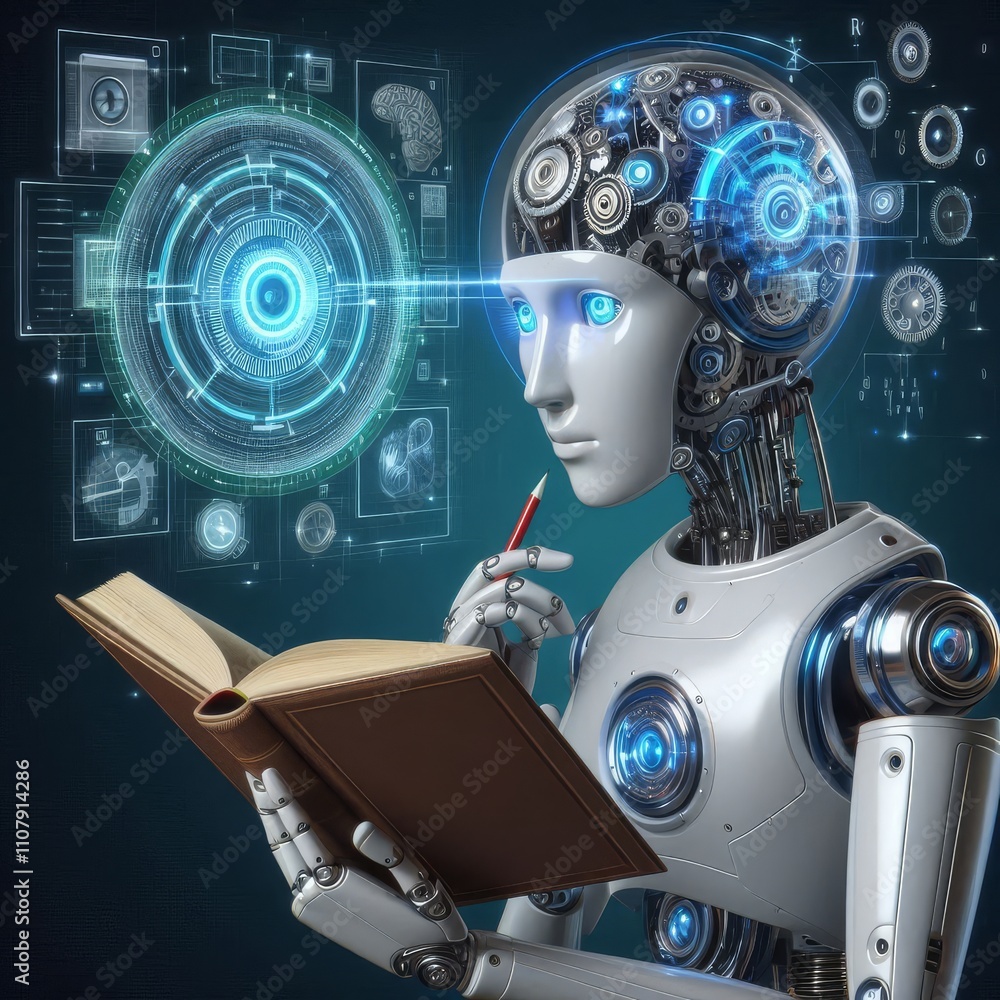 Obraz premium robot studies artificial intelligence