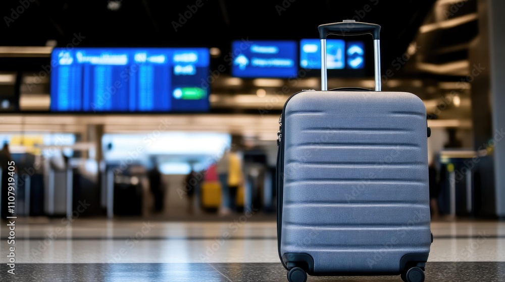 Fototapeta premium Travel Essentials: Polished Suitcase at Terminal