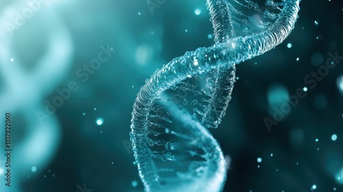 A detailed image of a DNA strand set against an abstract scientific background, illustrating concepts of genetics and biotechnology in a modern, digital style setting. photo