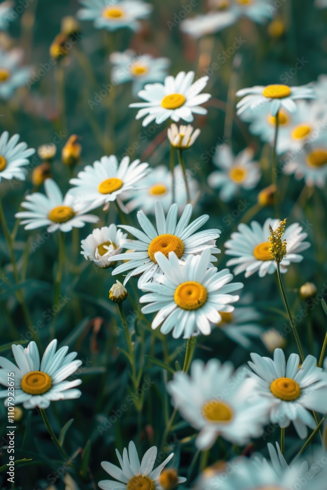 Fototapeta premium A bouquet of white flowers with bright yellow centers, ideal for illustrations or graphic design