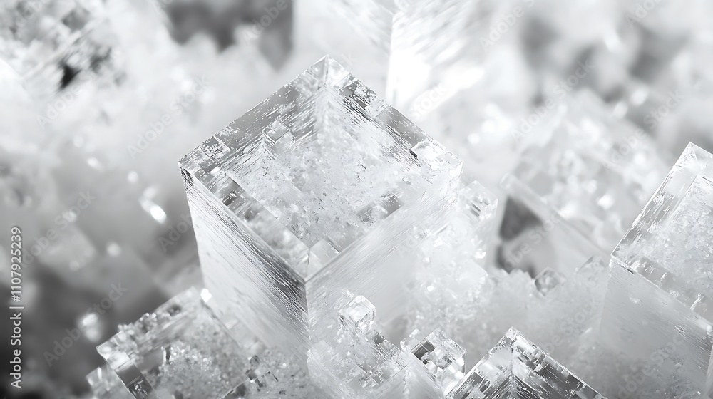 Exploration of salt crystal structures revealing unique formations and clarity in microscopic detail