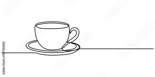 Continuous thin line coffee cup with smoke vector illustration, minimalist sketch doodle for cafe, Continuous Line Drawing of Take Away Coffee Icon. Hand Drawn Symbol Vector Illustration, Continuous .