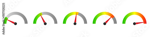 Gauge Meter Icon. Speedometer Icon. Tachometer or Odometer Display. Vector Illustration.