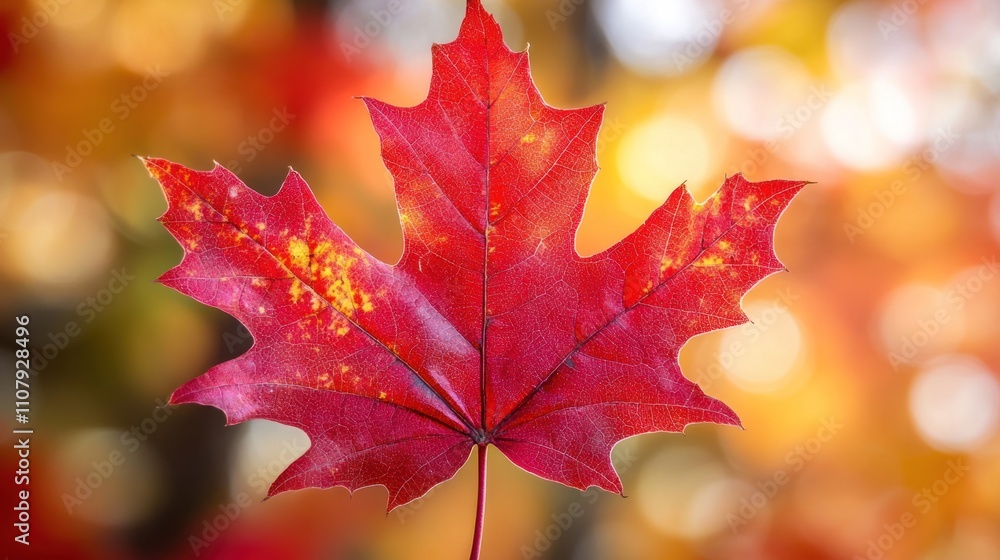 Fototapeta premium Vivid Red Maple Leaf Autumn Colors Background